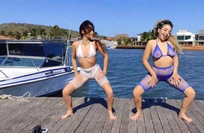 Tetas marcadas en clase de zumba
