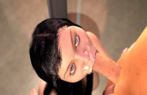 Una morena haciendo hentai gagging